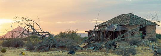 Abondoned Arizona house at golden hour.