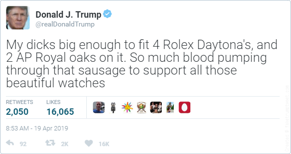 My dicks big enough to fit 4 Rolex Daytona's, and 2 AP Royal oaks on it. So much blood pumping through that sausage to support all those beautiful watches